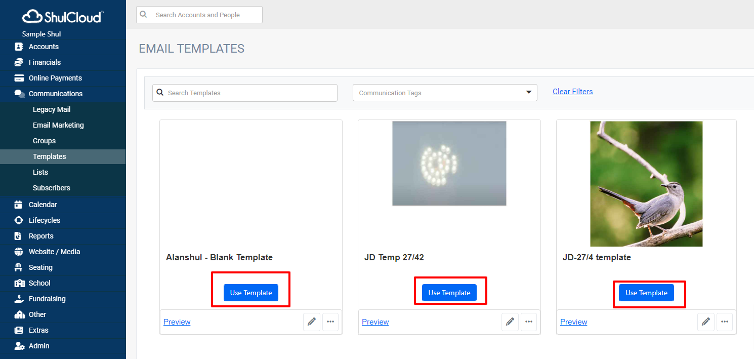 Email templates with bird image option