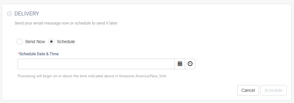 Email delivery scheduling options
