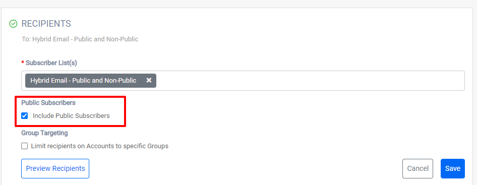 Email recipient selection interface