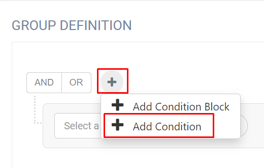 Add Condition" dropdown menu.