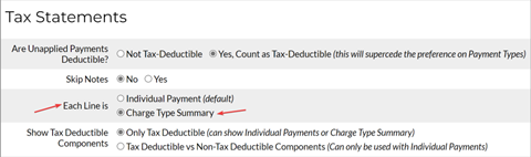 Tax statement options and settings
