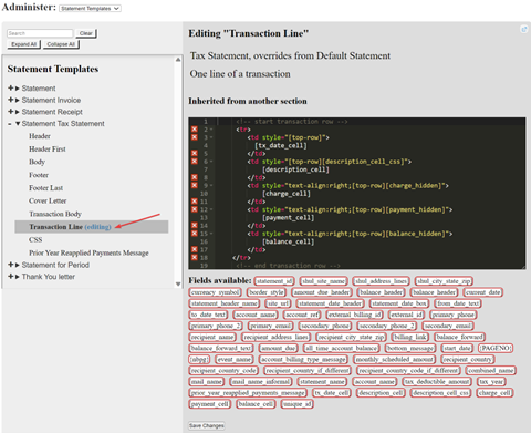 Editing transaction line interface screenshot