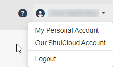 User account dropdown menu