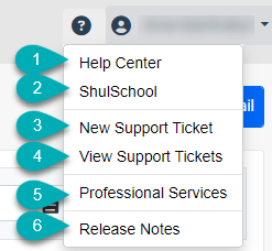 Dropdown menu with six options.