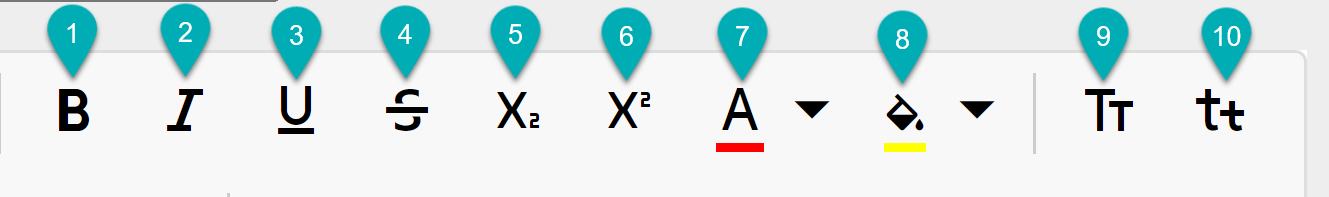 Text formatting toolbar icons