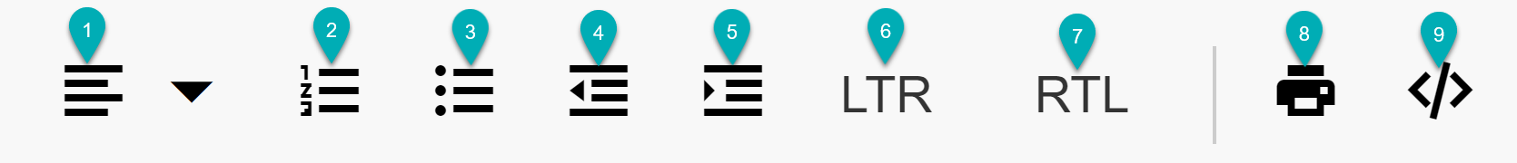 Text alignment and formatting icons