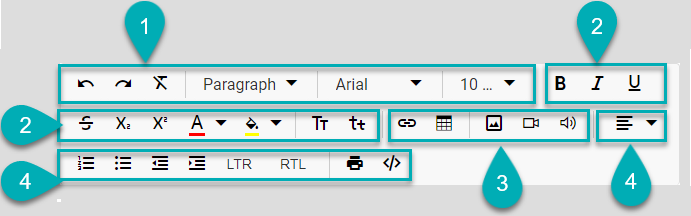 Text editor toolbar with formatting options.