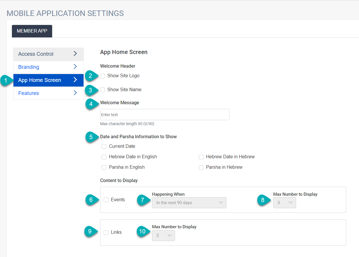 Mobile app settings screen interface.