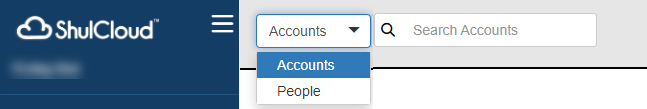 Dropdown menu with Accounts and People options