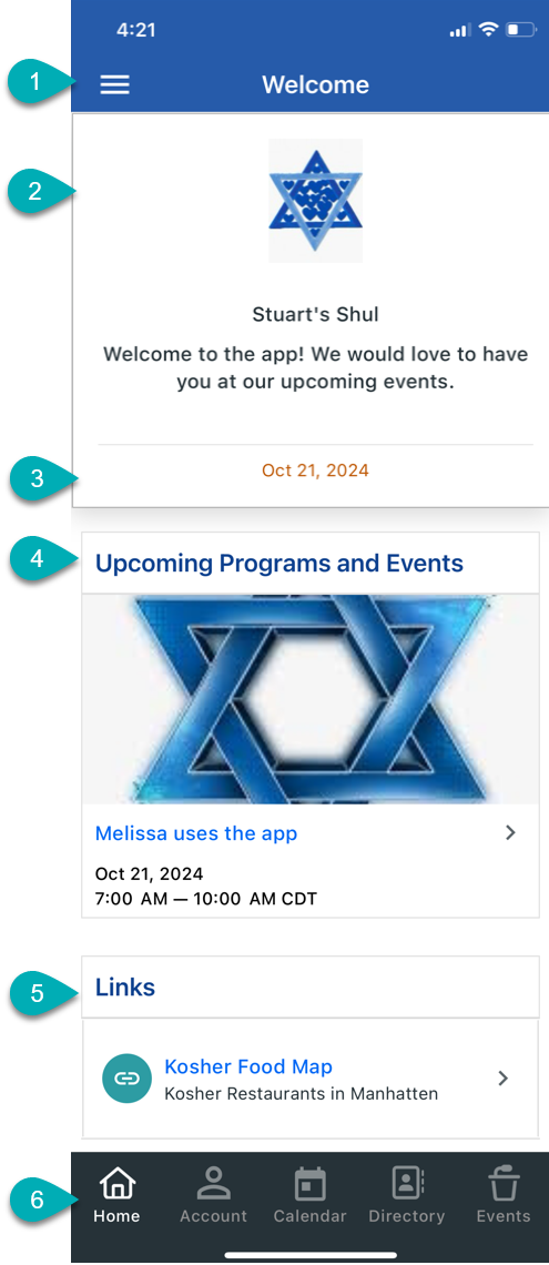 Mobile app interface with event details.