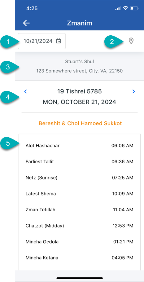 Jewish prayer times schedule.