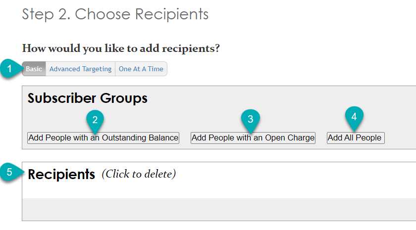 Choose Recipients interface options