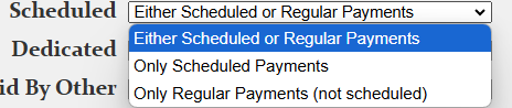 Dropdown menu with payment options