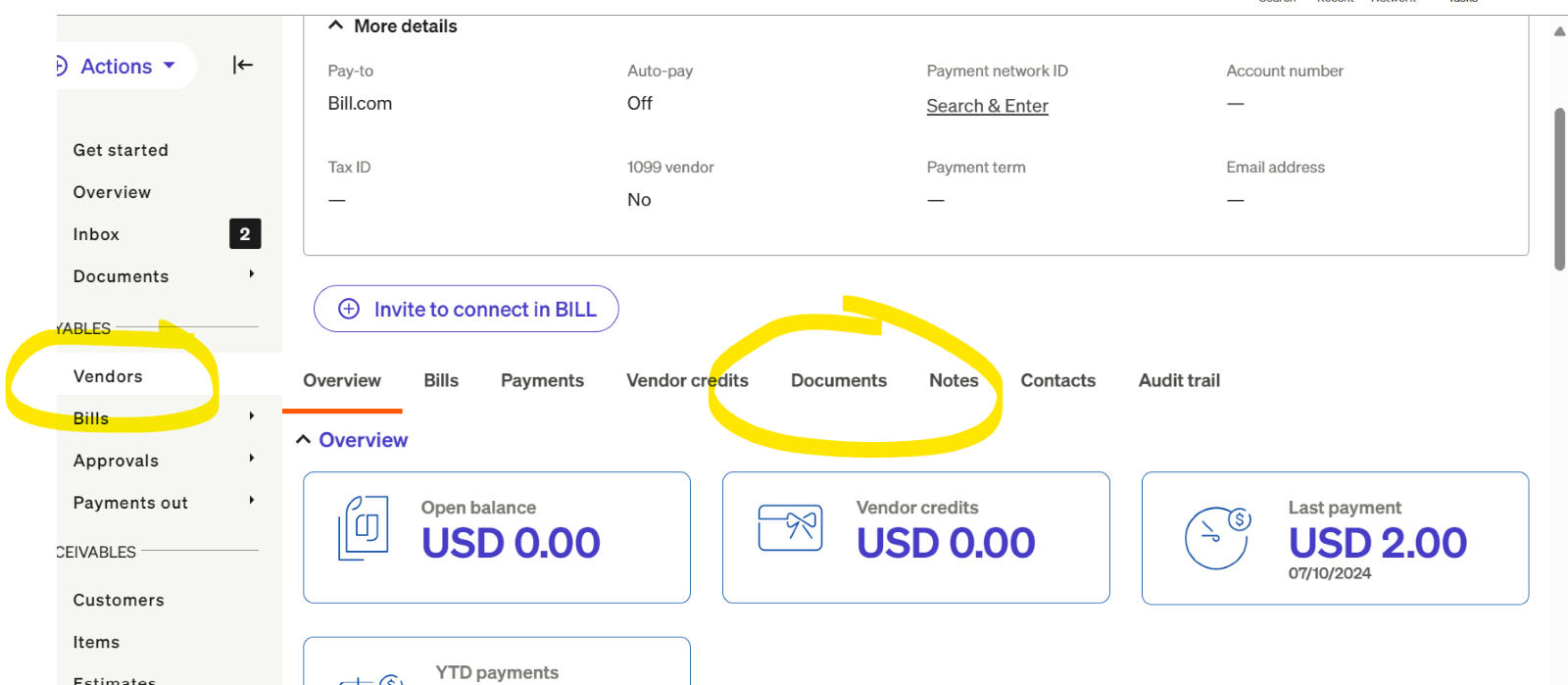 Highlighted menu items in a financial dashboard.