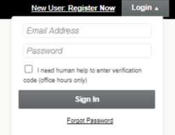 Login form with email and password fields.