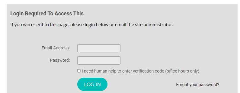 Login page with email and password fields.