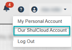 Dropdown menu with account options