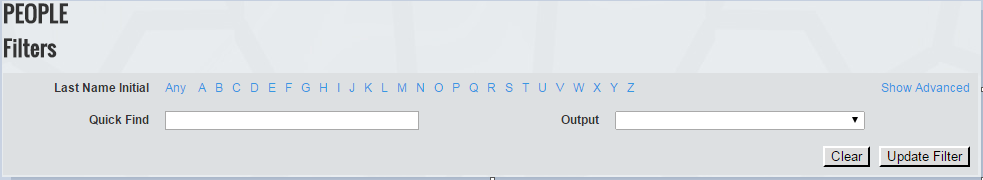 People filter search interface.