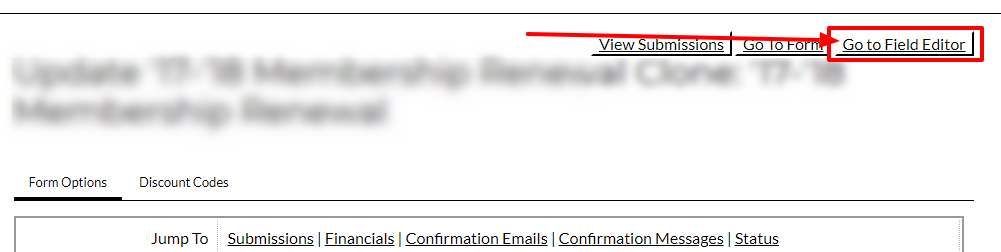 Go to Field Editor" button highlighted