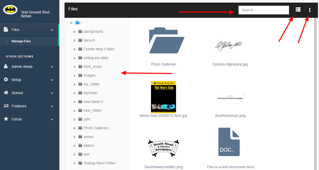 File management interface with folders and files.