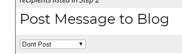 Post Message to Blog" dropdown menu.