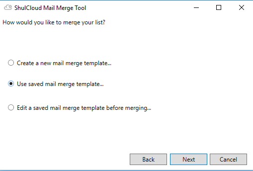 Mail merge tool options window