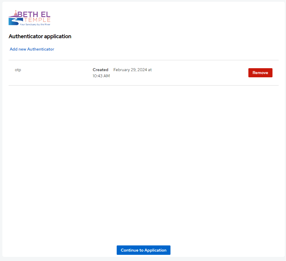 Authenticator application interface